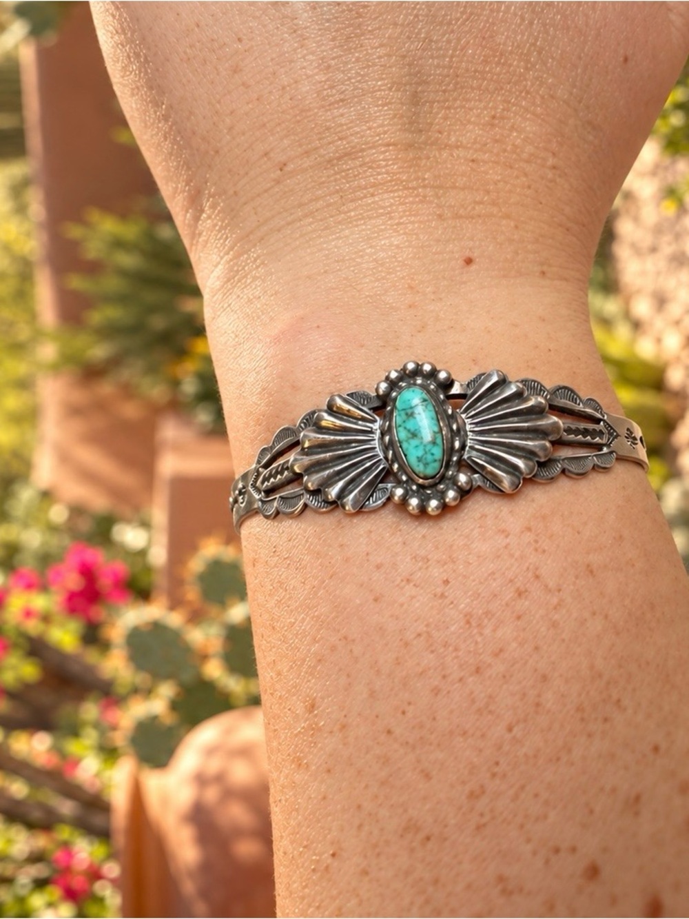 5” Cuff w/ 1.25” Sterling Silver Turquoise Vintage Native Cuff 🪶